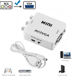 Mini Video Convertor 1080P RCA AV to VGA Video Converter Conversor with 3.5mm Audio AV2VGA / CVBS Audio to PC HD Computer to TV