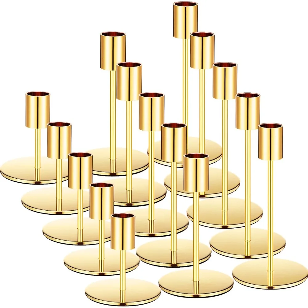 

15 Pcs Candle Holders Set Matte Candlesticks Holders Decorative Taper Candle Holders Modern Metal Candelabras for Wedding