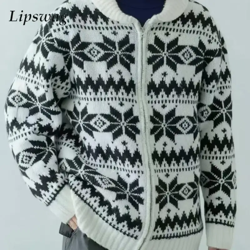 

Stylish Knitting Mens Cardigan Tops Christmas Winter Outdoor Casual Knit Zip-up Sweatercoats Men Leisure Long Sleeve Jacket Coat