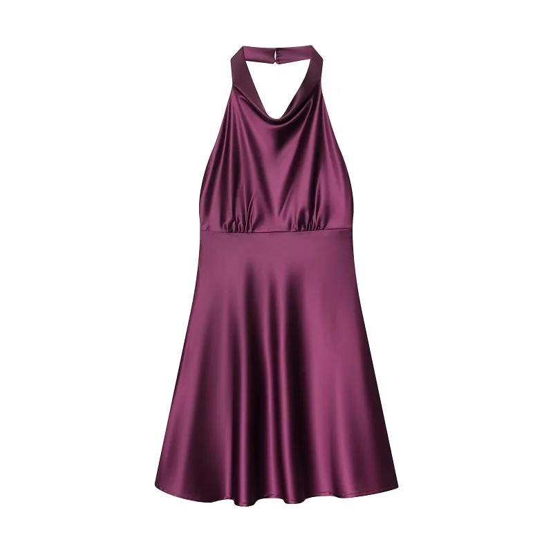 فساتين قصيرة مثيرة للنساء من MUJER فساتين حفلات نسائية مكشكشة من الساتان بدون أكتاف فستان قصير للسيدات بدون ظهر #3