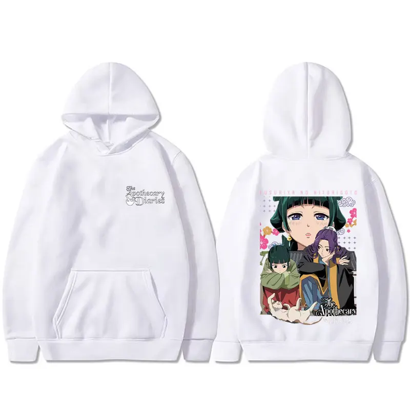 انمي ياباني يوميات الصيدلي هوديي Maomao طباعة البلوز هوديس الرجال النساء الكرتون مانغا عادية المتضخم البلوز