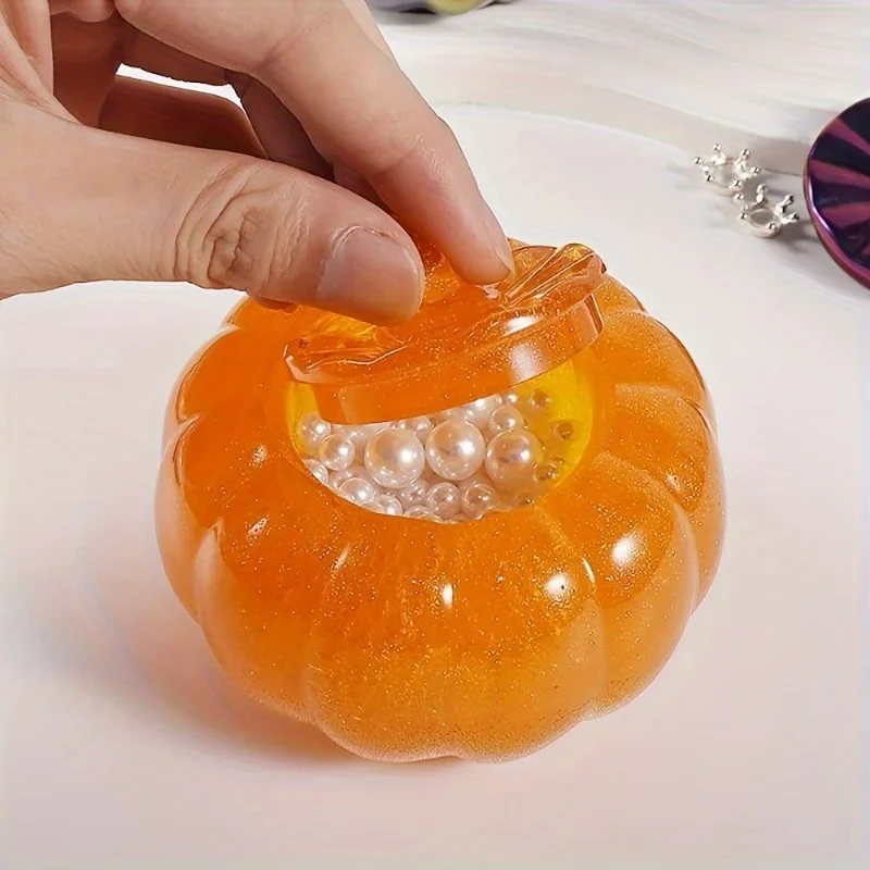 2pcs Pumpkin Jar Silicone Molds Halloween Jar With Lid Resin Mold Halloween Candy Jars Epoxy Resin Molds Candle Holder - view 4
