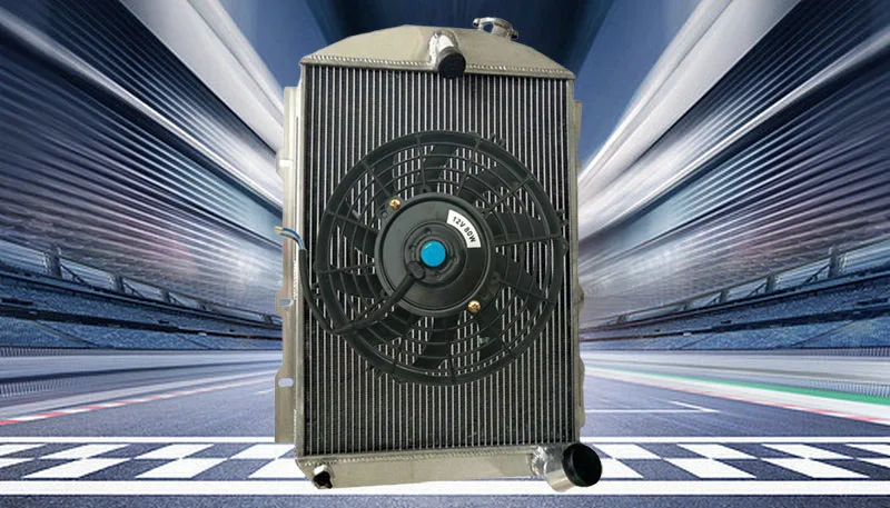Aluminum Radiator+FAN For Chevrolet Hot Street Rod 350 V8 W/Chevy 6 Cyl 1938 38 MT