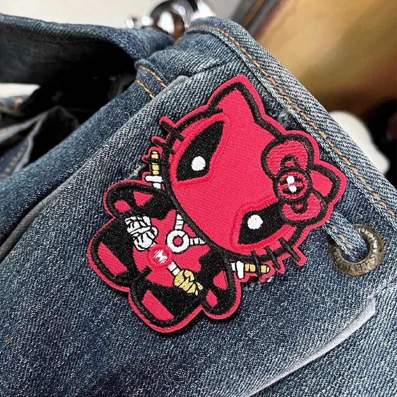 New Hello Kitty Marvel Embroidery hook and loop Patch Anime Backpack Tactical Morale Badge Applique For Jacket Jeans Hat patches