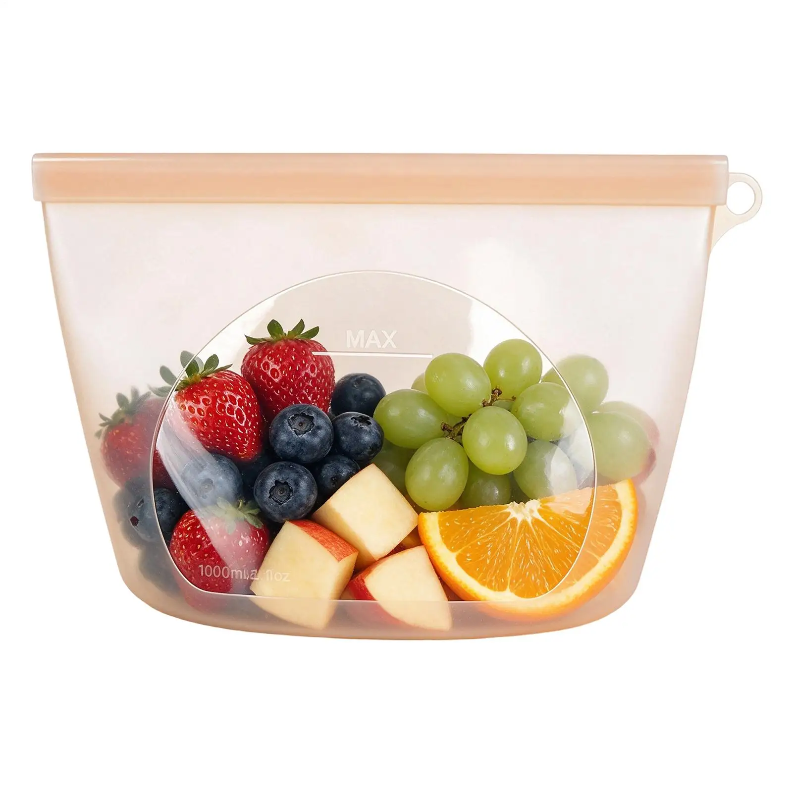 Silicone Ziplock Bags 1000ml Oven Safe Pouch With Writable Area Ziploc Lunch Containers For Snacks Vegetables Fruits Cheese
