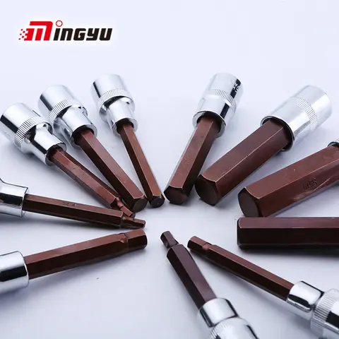 1PC 1/2 인치 드라이브 H14 H17 H19 래칫 용 알렌 키 렌치 헤드 100MM 엑스트라 롱 비트 소켓 도구 너트 스패너 비트 제거