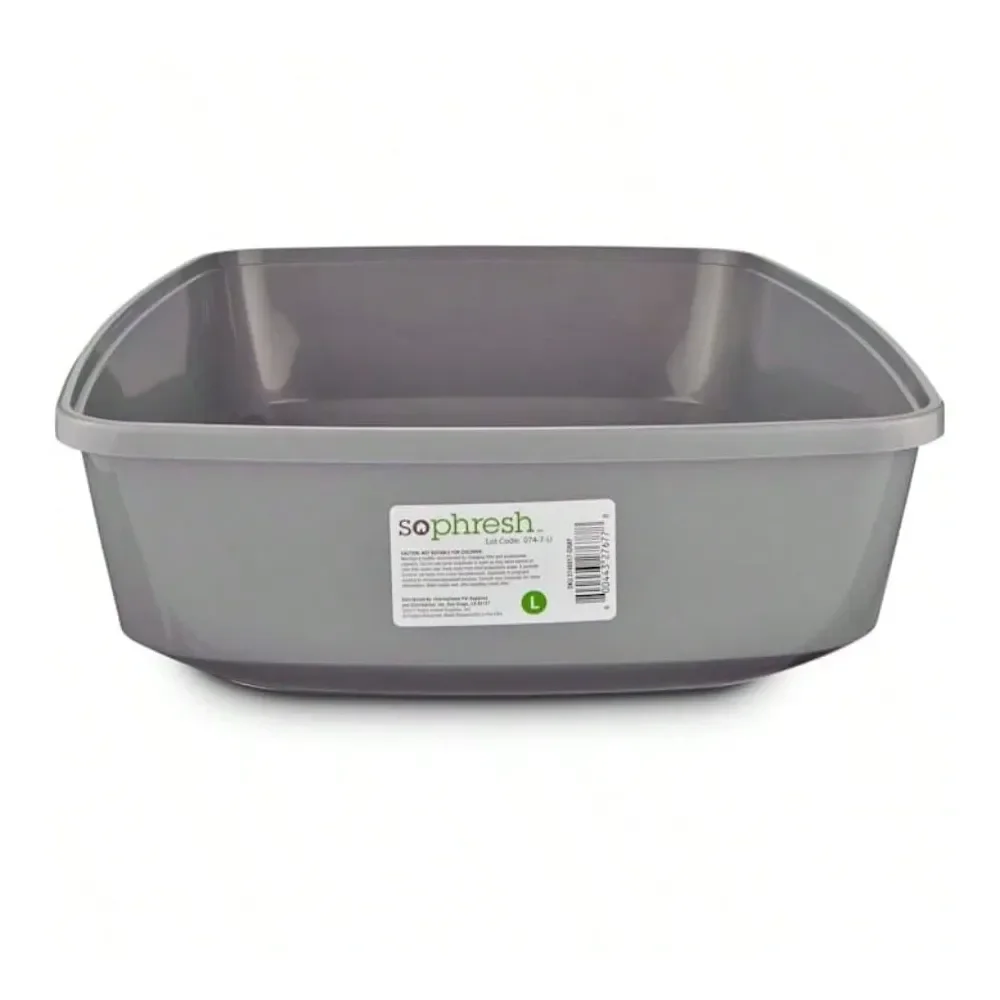 

Cat Litter Box Litter Box Cat AccessoriesCat Litter Box Grey Large 19.5 L X 14.8 W X 4.3 H