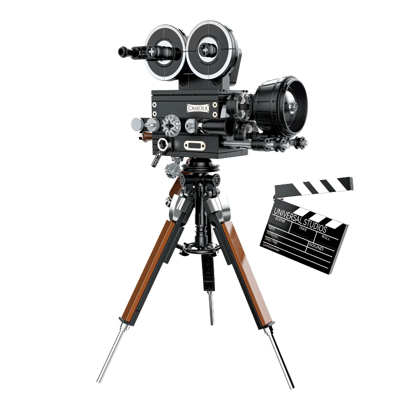 Zestaw klocków JAKI Retro Filmowa Kamera Dekoracja Domu Kreatywny Wysoki Model Budynku z Klocków MOC Zabawka do Składania Prezent na Urodziny dla Dzieci i Dorosłych