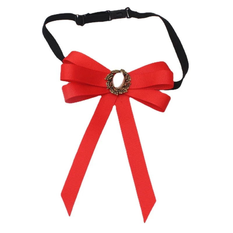 New Threaded Ribbon Bow Tie Brooch Korean College Style Women\'s Uniform Shirts Daily Clothing Accessories Imitation Pearl Bowtie