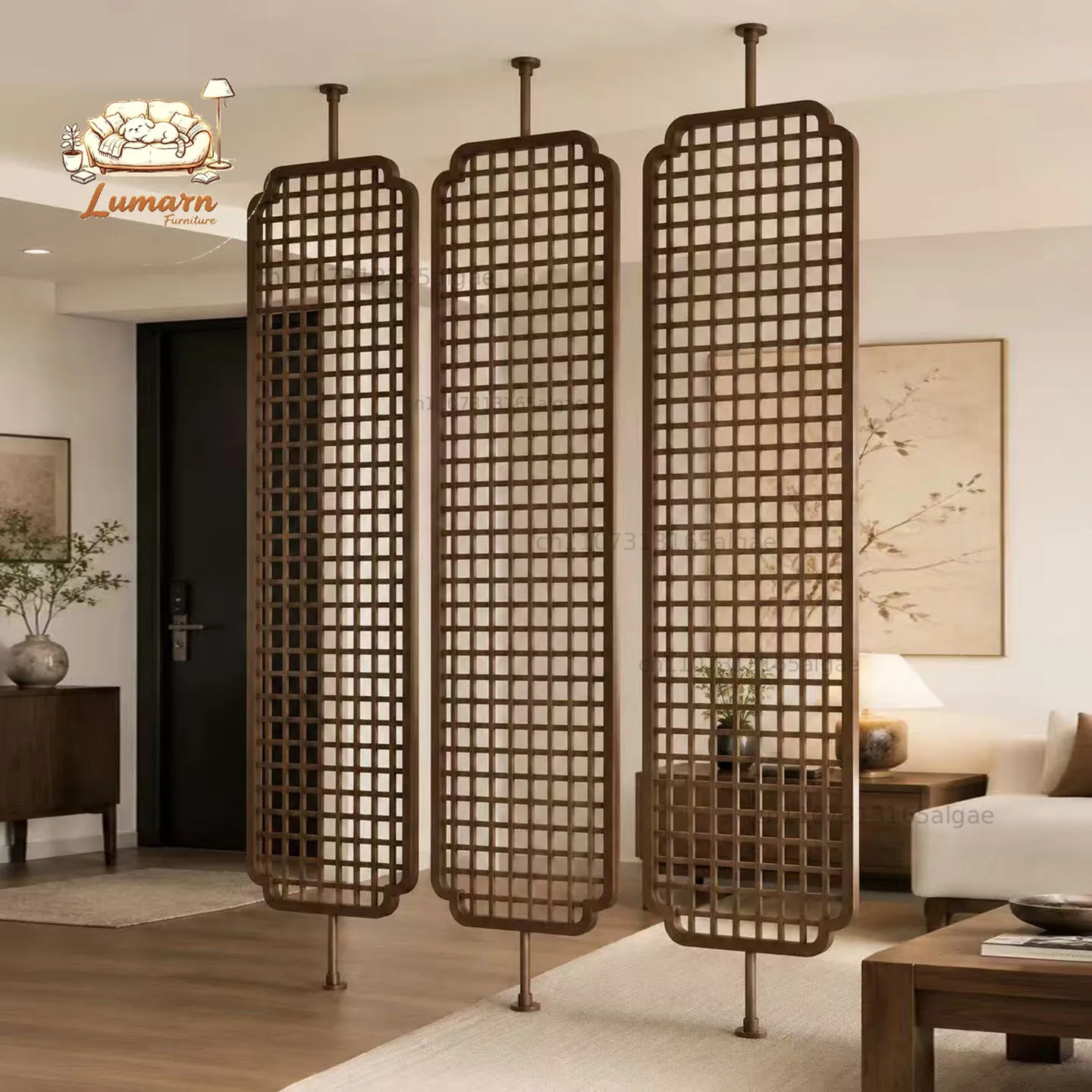 Solid wood grille screen rotating living room dining room partition entrance door blocking decorative begonia corner cus