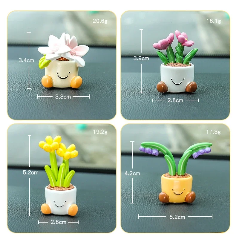 

1pcs Cute Flower Pot Elf Car Interior Centre Console Resin Decoration Desktop Ornaments Car Decoration Accessories Car Decor