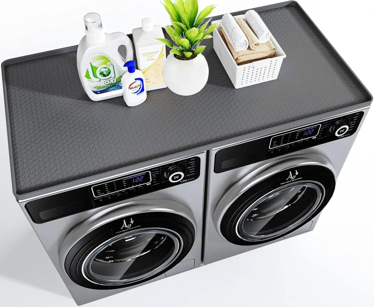 

51.2" x 25.6" Silicone Washer Dryer Top Cover Mat, Large Dust-Proof Protector for Laundry Machine and Countertop in Kitchen Home