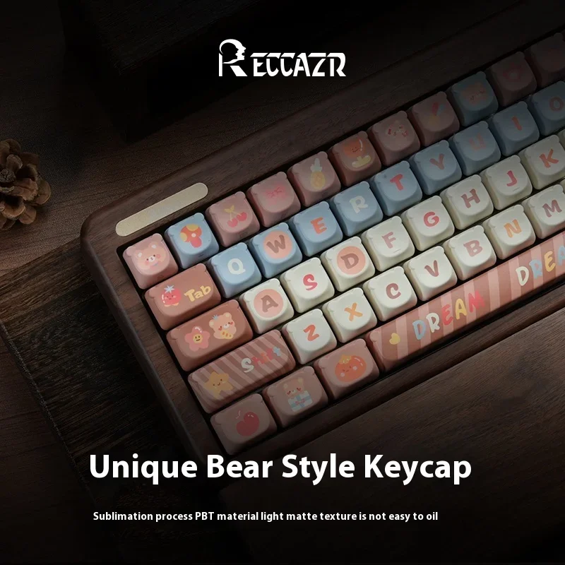 Reccazr R68 Mechanical Keyboard Tri-Mode RGB Hot Swap Wireless Gaming Keyboards Walnut Wood Keyboard Kit PC Accessories Gifts