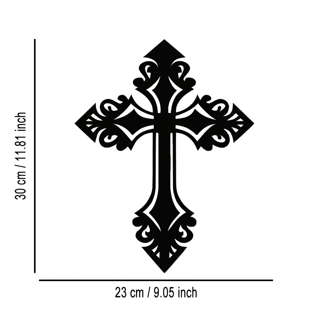 2D Flat, 1pc Intricate Branch & Vine Cross Wall Art - Metal Wall Decor with Lattice Tree, Ornate Cross for Home, Office