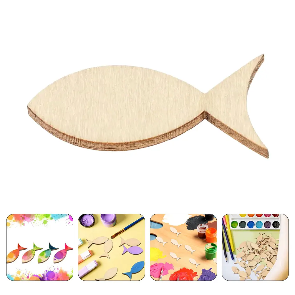 

100pcs Wood Sheets Unfinished Sea Cutouts Fish Shape Animal Wooden Ornaments Unfinished Charms Ocean Crafts Home Decor