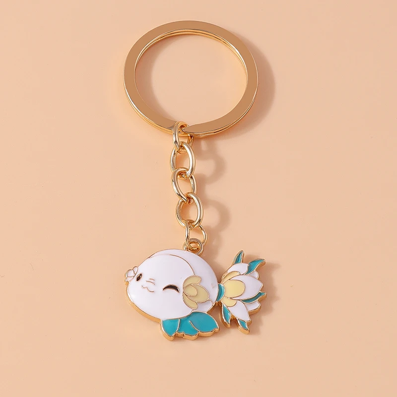 Aihua Niedlicher Emaille-Goldfisch Schlüsselanhänger für Frauen und Mädchen, Handtaschen-Deko, DIY-Schmuckzubehör – Detail 8