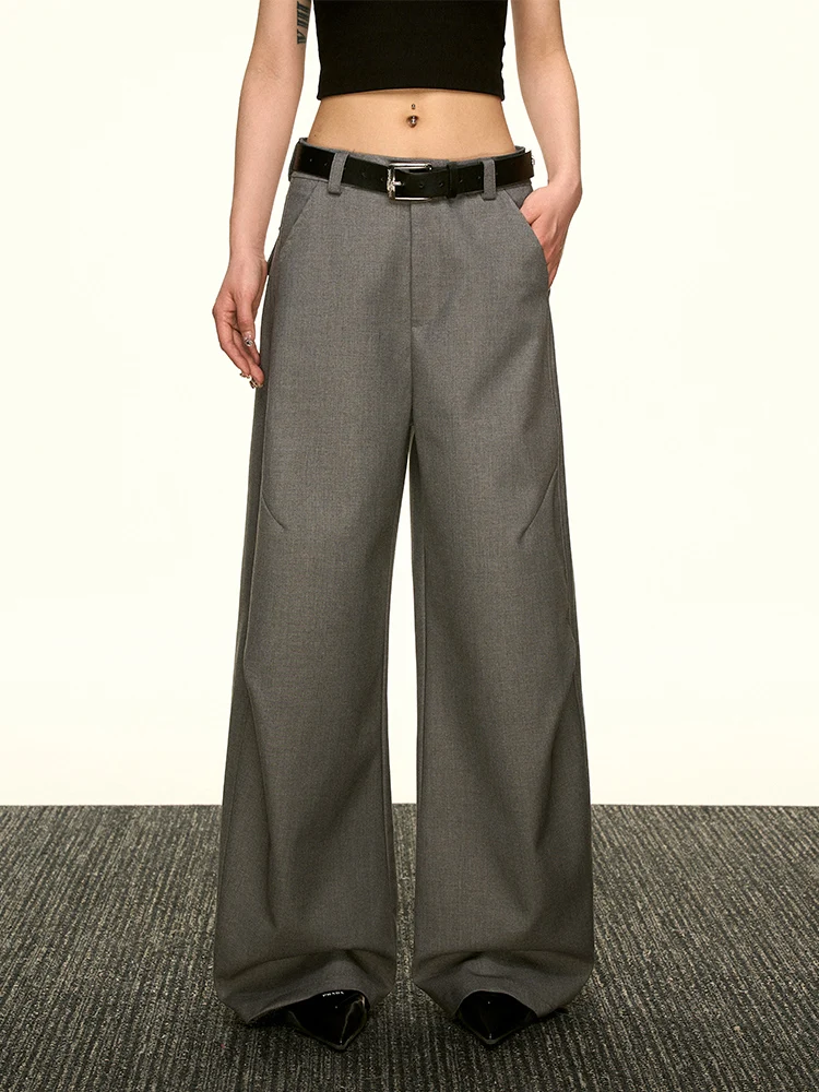 Aaisup American Retro Wide Leg Suit Pants Women's Casual Spring Autumn High Waist Straight Leg Loose Fit Versatile Lazy Style