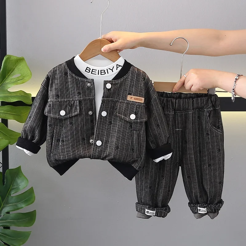 

New Spring Autumn Baby Boys Clothes Suit Children Jacket T-Shirt Pants 3Pcs/Sets Infant Casual Striped Costume Kids Tracksuits
