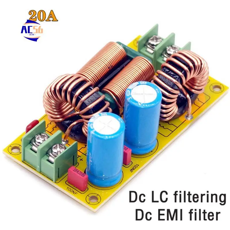 

AC56-20A DC LC фильтр EMI электромагнитный фильтр помех Emc Fcc высокочастотная фильтрация мощности для автомобиля 12 В 24 В 48 В
