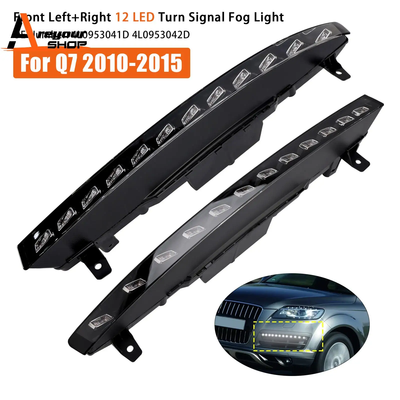 

Передний бампер Areyourshop, 12 светодиодных противотуманных фар указателя поворота для Audi Sport версии Q7 2010 2011 2012 2013 2014 2015