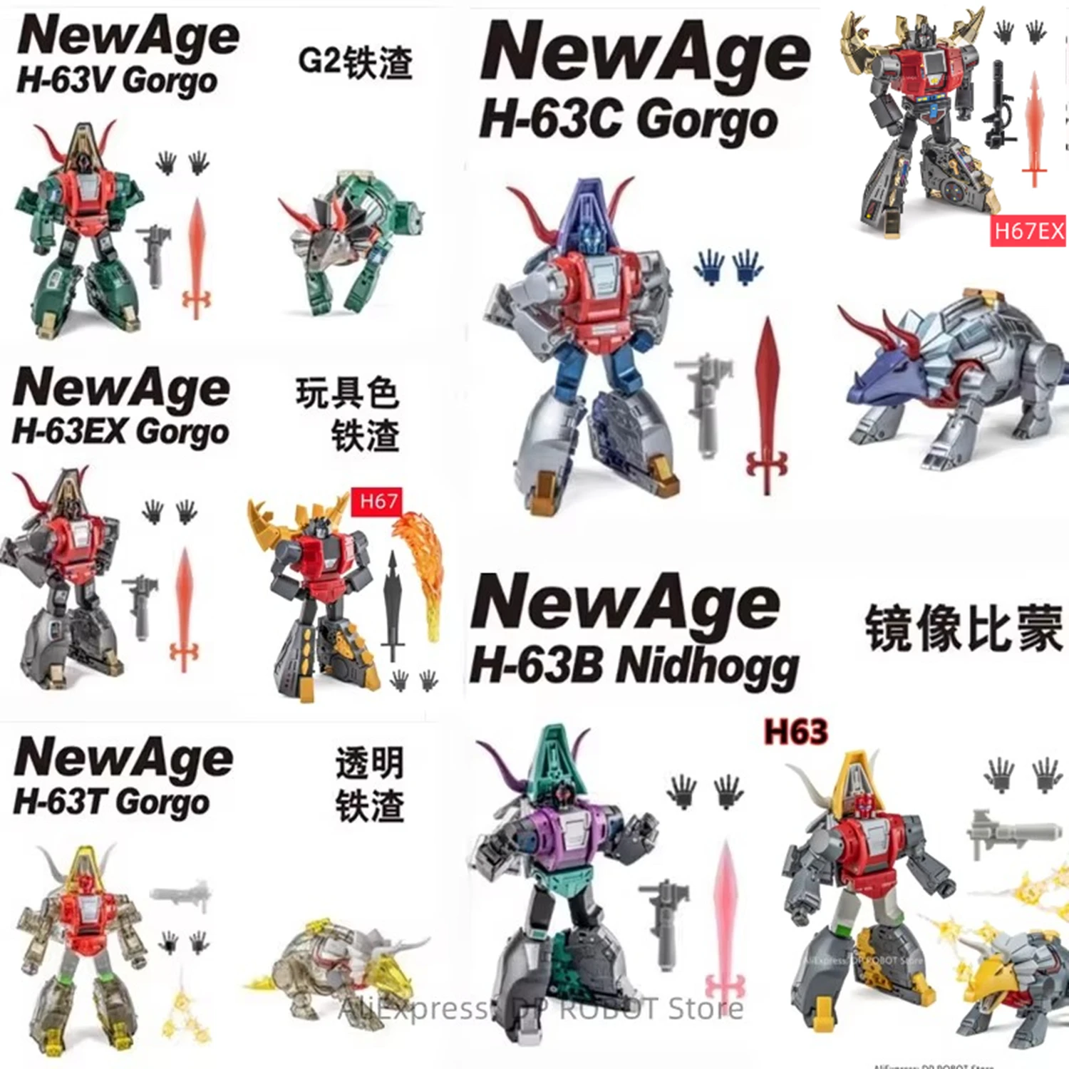 Newage Transformation NA H63 H67 H63EX H63V H63B H63C H67EX Snarl Gorgo Slag Varan Action Figure Toys With Box