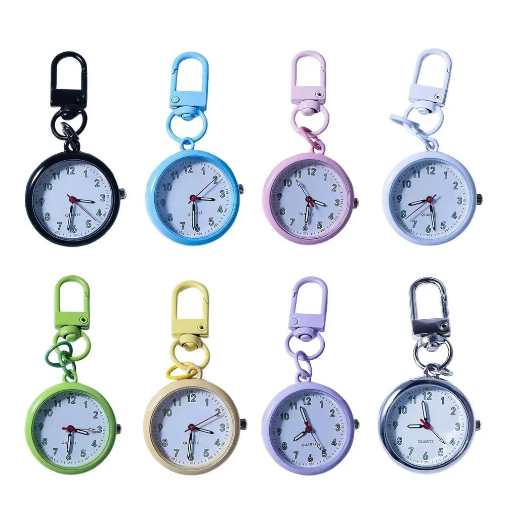 Silent Movement Exam Watch Mini Size Leather Cover Pocket Watch Alloy Case Reusable Design Keychain Watch Office Use