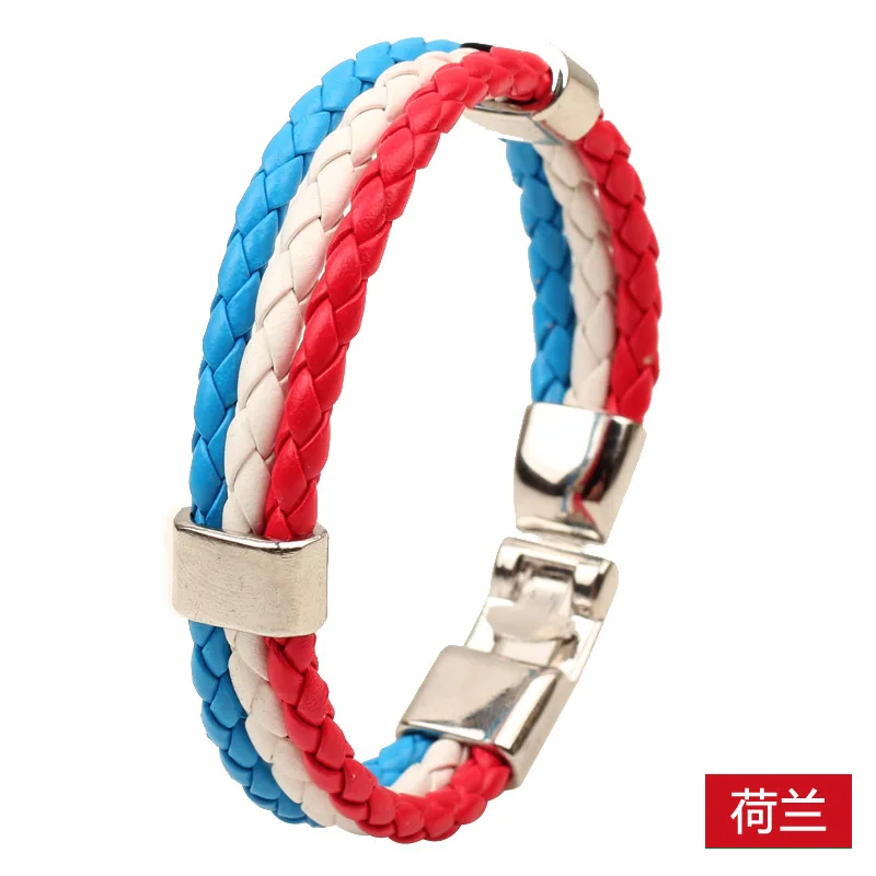 brazilian bracelet Flag Leather Bracelet Venezuela Brazil Chile Argentina Bolivia Colombia Black Multilayer Glass Woven Bangles