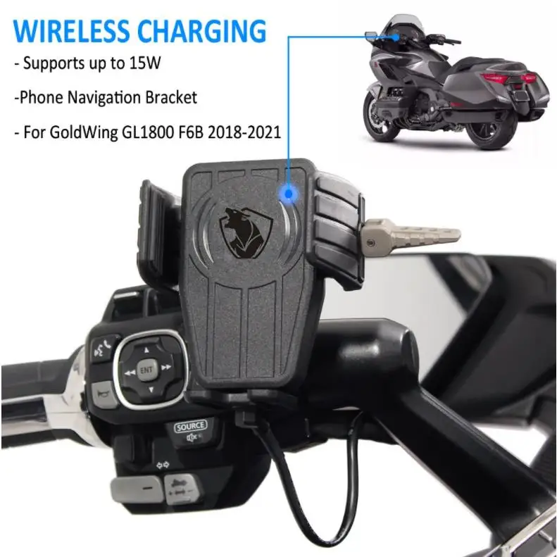 For Honda Goldwing GL 1800 F6B F6C Motorcycle Accessories GPS Phone Holder Wireless Charging Navigation Bracket Frame 2018-2021