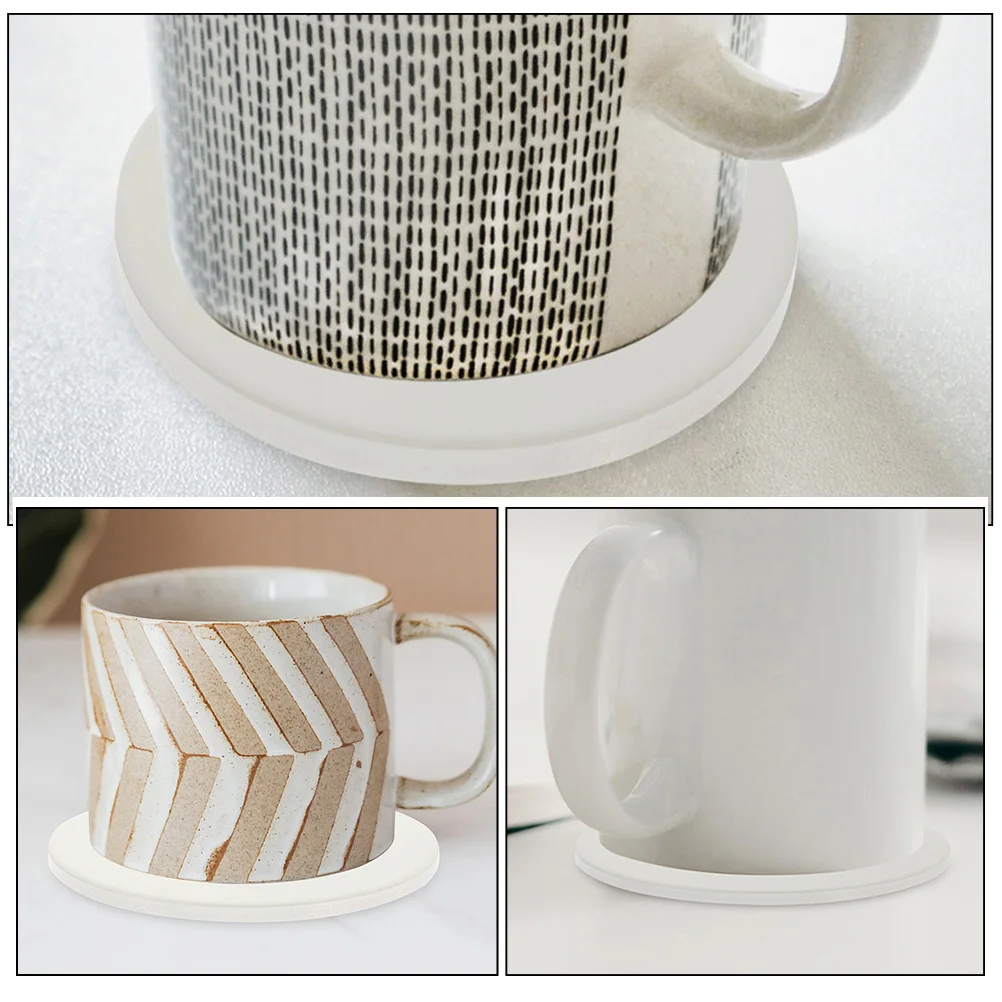 

2pcs Ceramic Coaster Blank 4.21 Inch Heat Transfer Sublimation Cup Mats Anti Scald Tableware Pad Round Drink