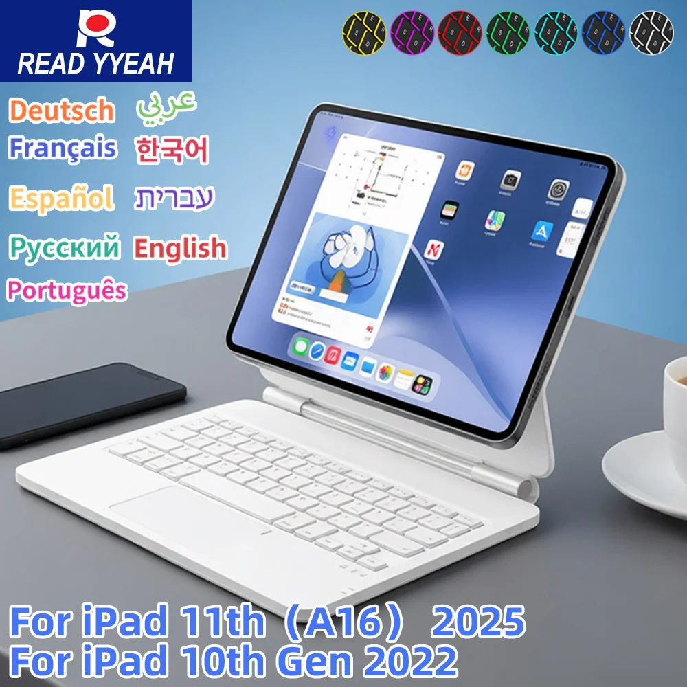 Multi-Model Magic Keyboard for iPad A16 11 10th Gen for iPad 13/12.9/11/10.9 in Backlit Smart Case Bluetooth Keyboard With Touch