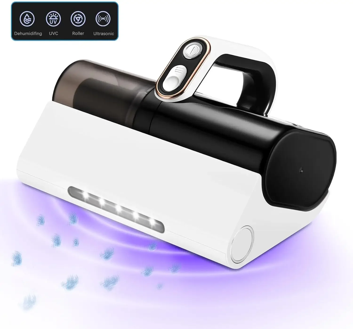 مكنسة كهربائية للسرير، منظف مرتبة محمول بالأشعة فوق البنفسجية مع ضوء LED وتقنية تسخين عالية، مكنسة مرتبة عميقة قوية بقدرة 500 وات،