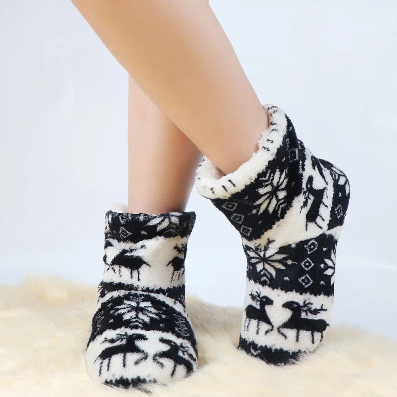 Winter Warm Women Boot Christmas Cotton Print Thicker Coral Velvet Snow Boots Euramerican Indoor Outdoor Plush Girls Women Shoes