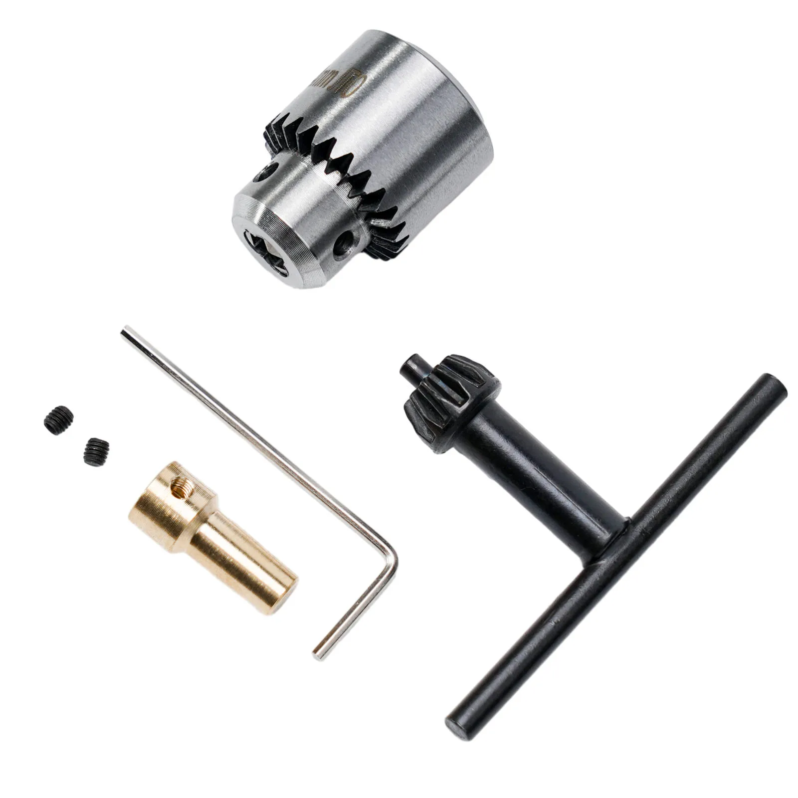 JT0 Electric Motor Drill Chuck Clamping Range 0 34mm 4Pcs Metal Set with T and L Spanners for Enhanced Performance