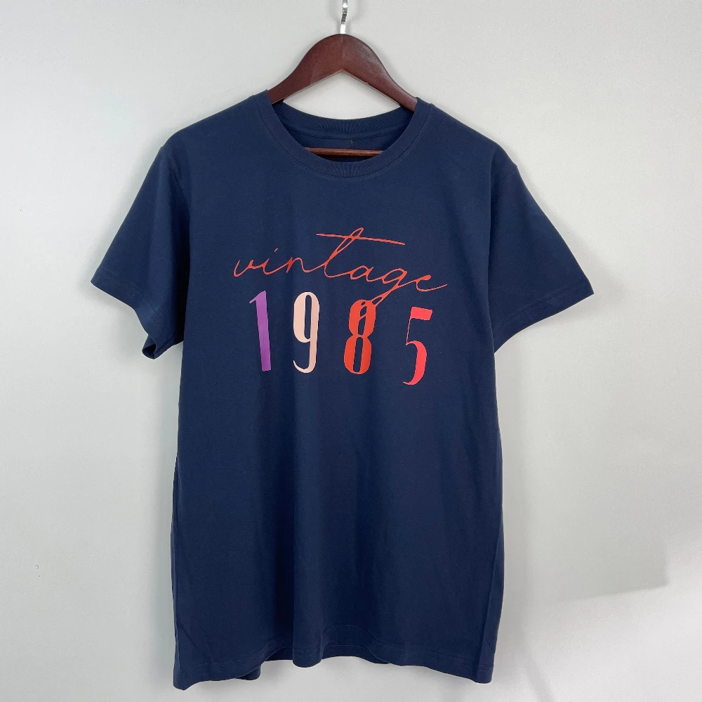 40th Birthday Gift Shirts Vintage 1985 Original Parts Tshirt for Women Letter Print Retro Birthday Casual Tee Top Women Clothing
