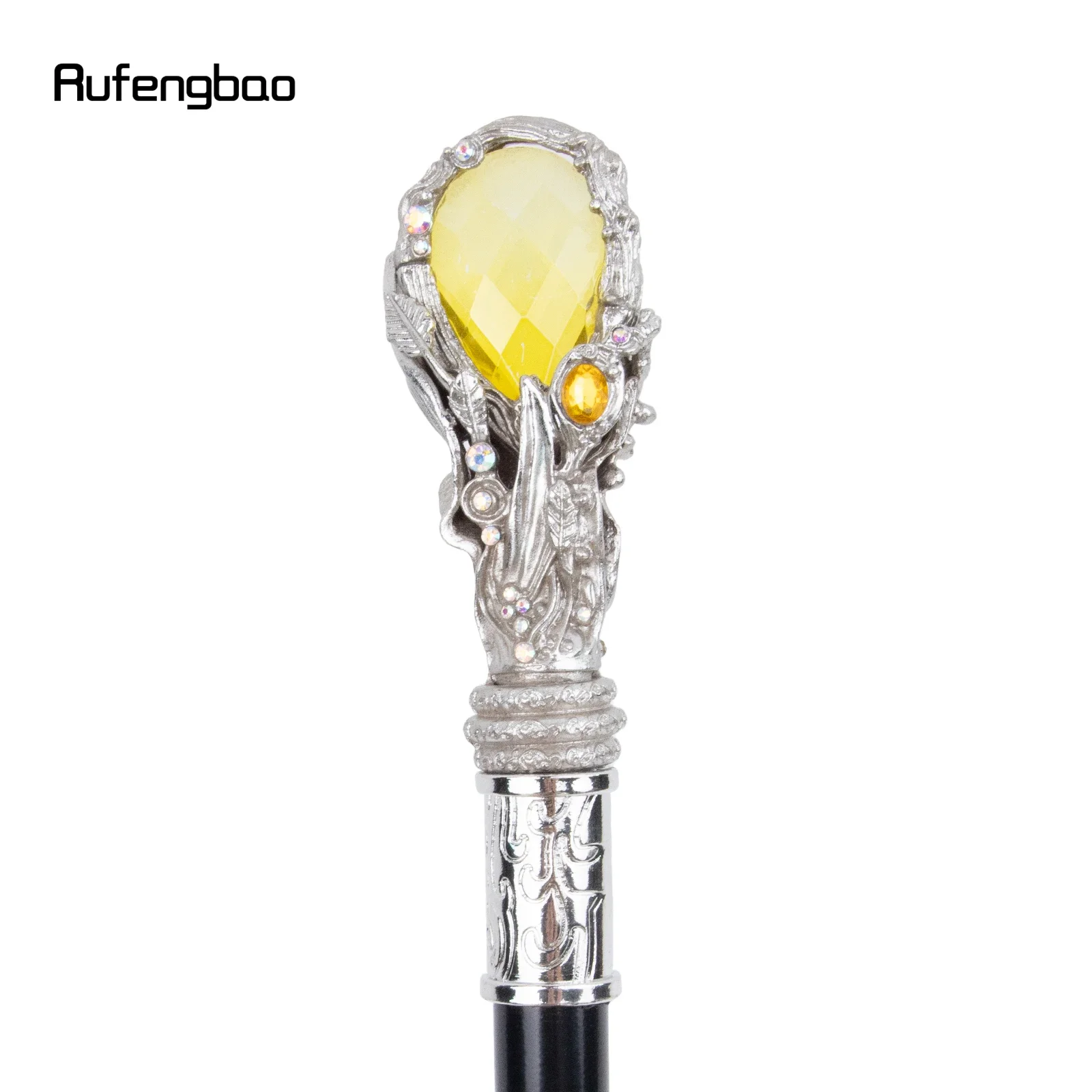 Bastone da passeggio dorato tipo diamante giallo bastone da passeggio decorativo moda gentiluomo elegante pomello di canna Cosplay Crosier 94cm