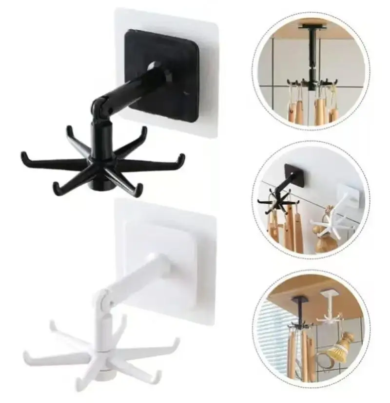 

Baby Bottle Cleaning Tool Drying Bracket Kitchen Bath Rotating Punch-free Wall-mounted Shelf Six Claw Hook 360 Degree Rotatable