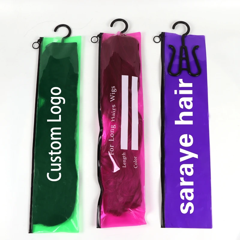 Custom Logo Pvc Hair Extension Bags For Small Businesses Personalized Wig Storage Bags For Multiple Wigs 20Pcs Wig Holders Green