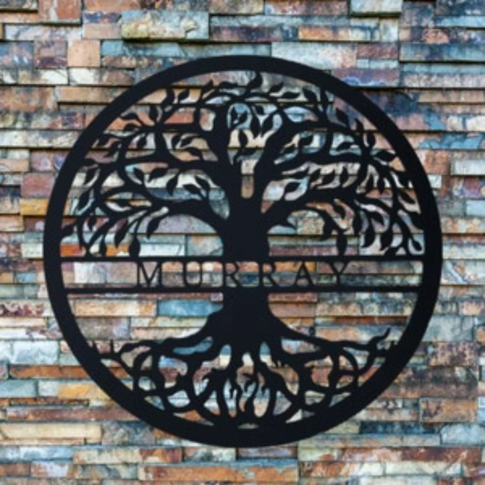 Tree Life Metal Sign, Personalized with Name. Family Monogrammed. A Steel Wall Art, Perfect Housewarming or Wedding Gift.