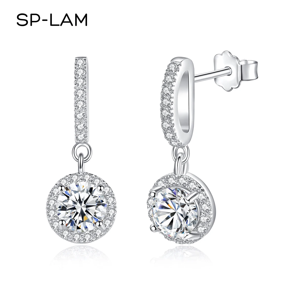 

Luxury Drop Earrings For Women CZ Paved 1CT Moissanite Diamond Dangle Earrings 925 Sterling Silver Elegant Female Jewelry