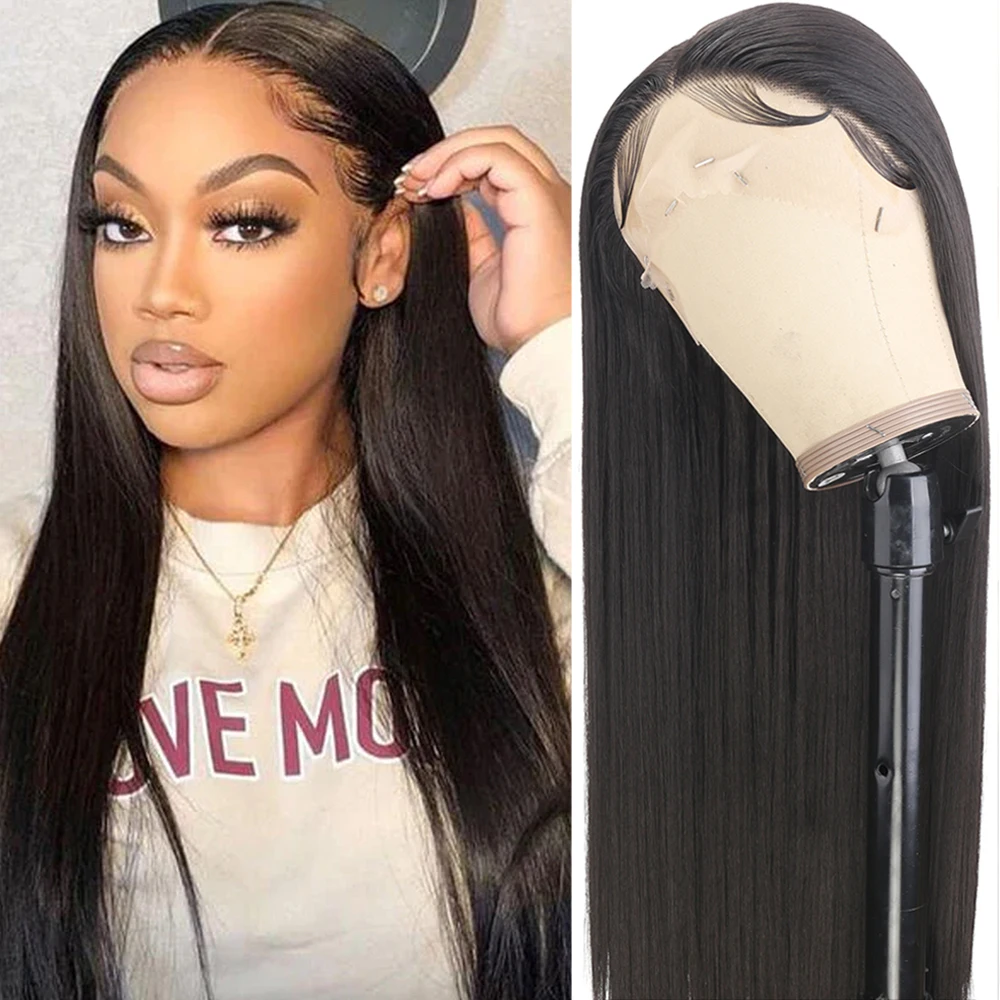 

Straight Synthetic Lace Front Wigs For Black Women Middle Part 13X4x1 Lace Front Wig With Baby Hair Heat Temperature Lace Wig