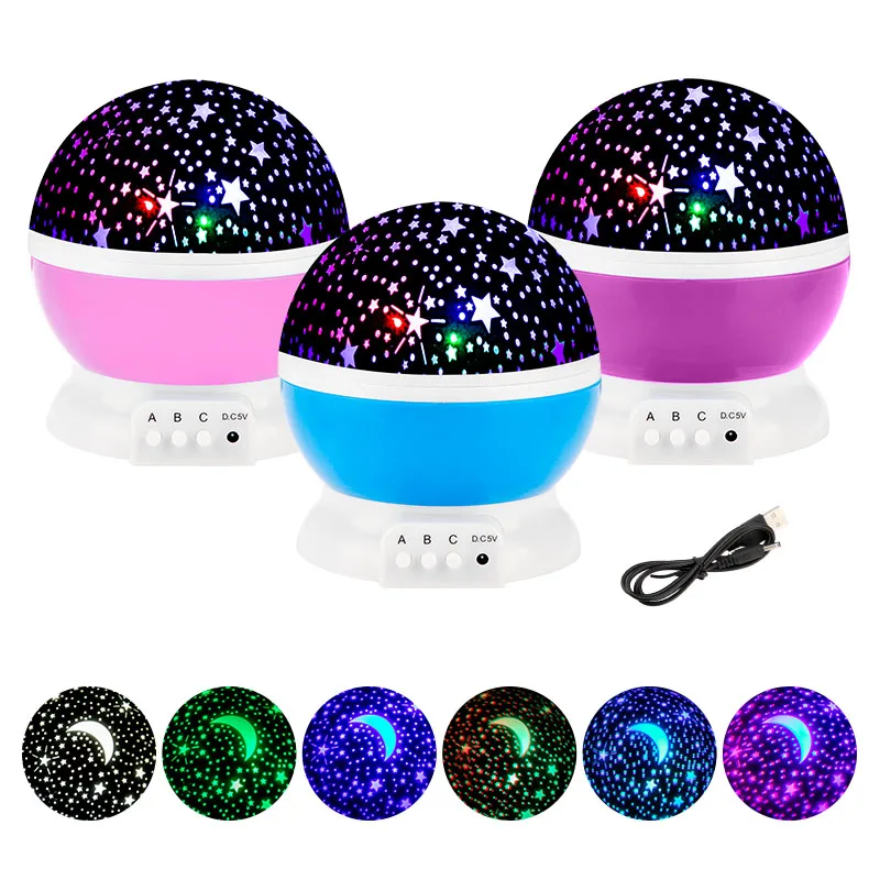 Galaxy Projector Starry Sky Rotating LED Night Lights Planetarium Children Bedroom Star Night Lamps Moon Light Kids Gift Lamps