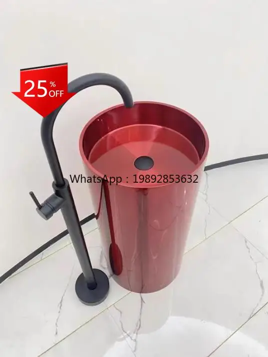 

light luxury thin edge stainless steel column type washbasin bar washbasin integrated floor
