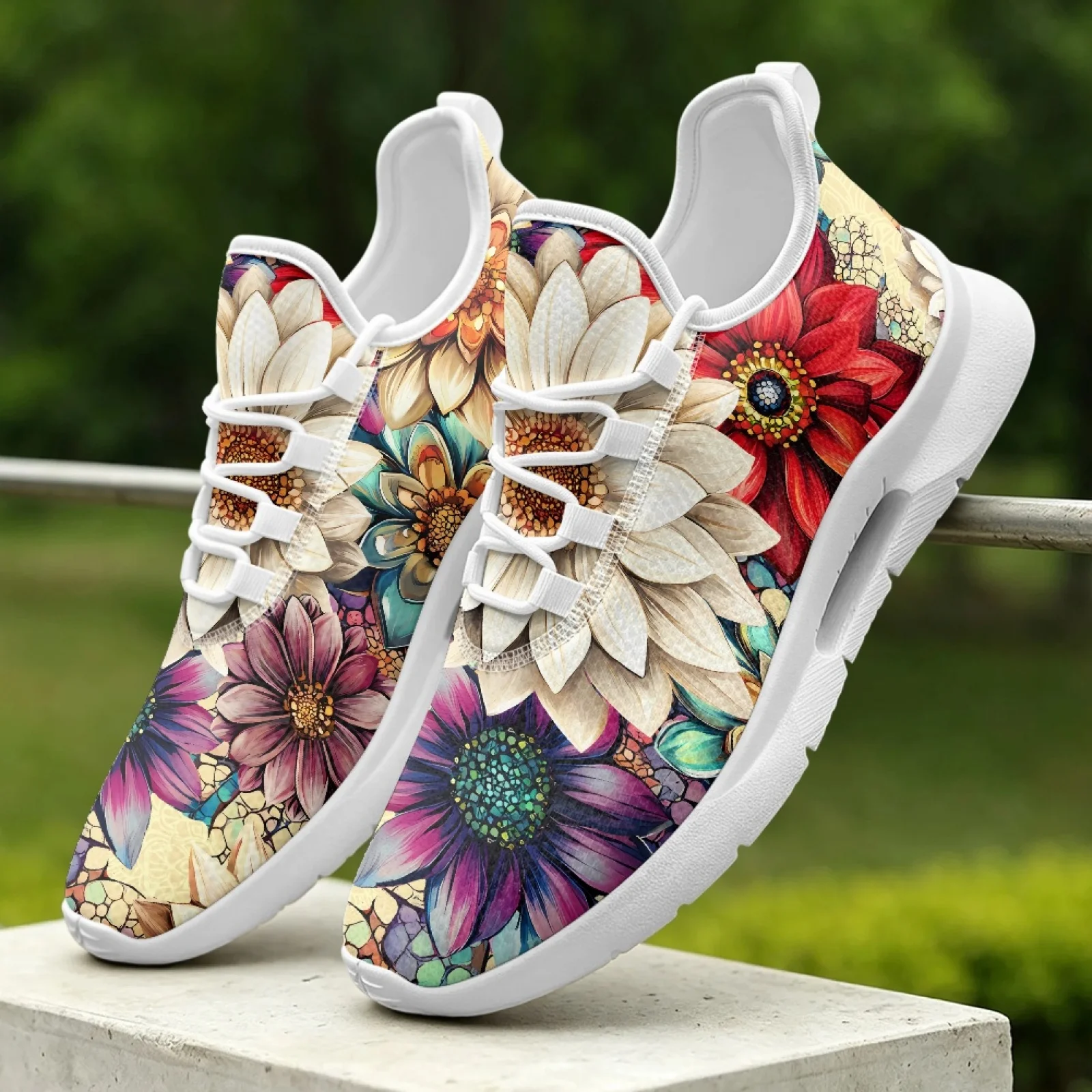 XIXIRIMIDO Women Lace-up Casual Shoe Nurse Shoes Women's Sandals Men's Sneakers and Casual Shoes Tenis Feminino Mandala Flower