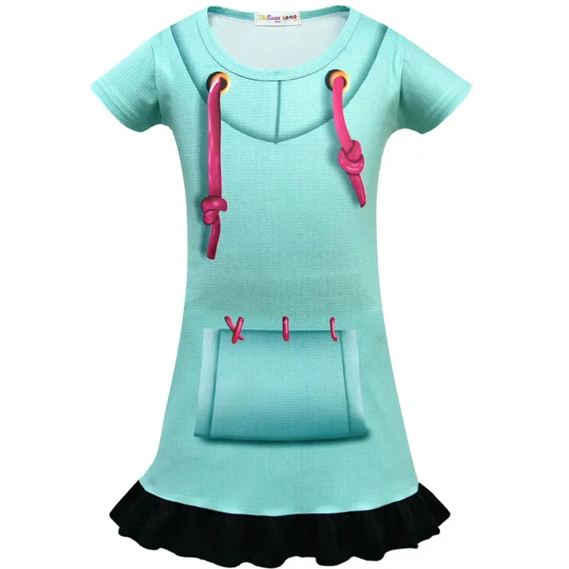Vestiti per ragazze di Halloween Anime Vanellope Von Schweetz Costume cosplay Felpe con cappuccio Pantaloni Abito uniforme Wreck-It Ralph Abbigliamento per bambini