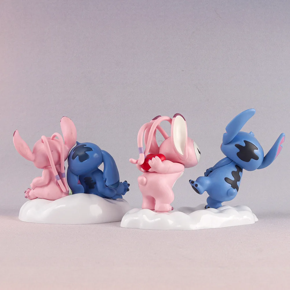 Disney Stitch Angel Anime Cartoon Lilo & Stitch Cute Action Figures Decoration Collectible Decoration GK Model Toys Kids Gift