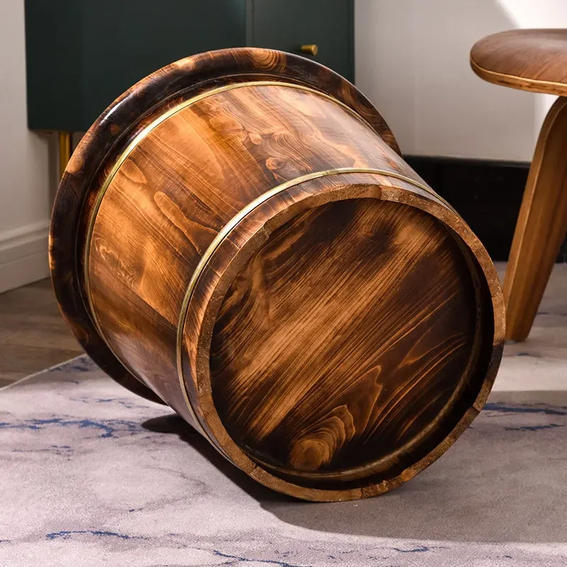 DSA foot bucket wooden bucket household wooden basin carbonized wood foot basin solid wood foot bath bucket thermal insulation