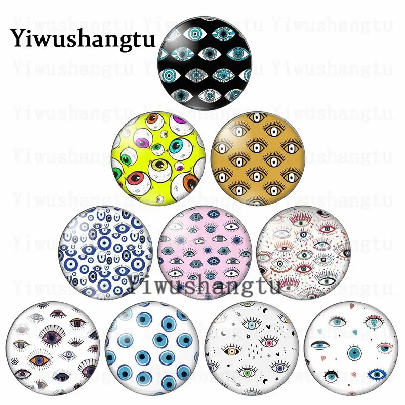 Cartoon eyes human Different attitude diagram 12mm/20mm/25mm/30mm Round photo glass cabochon demo flat back Making findings