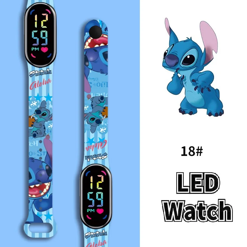 

Disney Digital Kids' Watches Anime Figures Stitch LED Luminous Watch Touch Waterproof Electronic Sports Watch Kids Birthday Gift