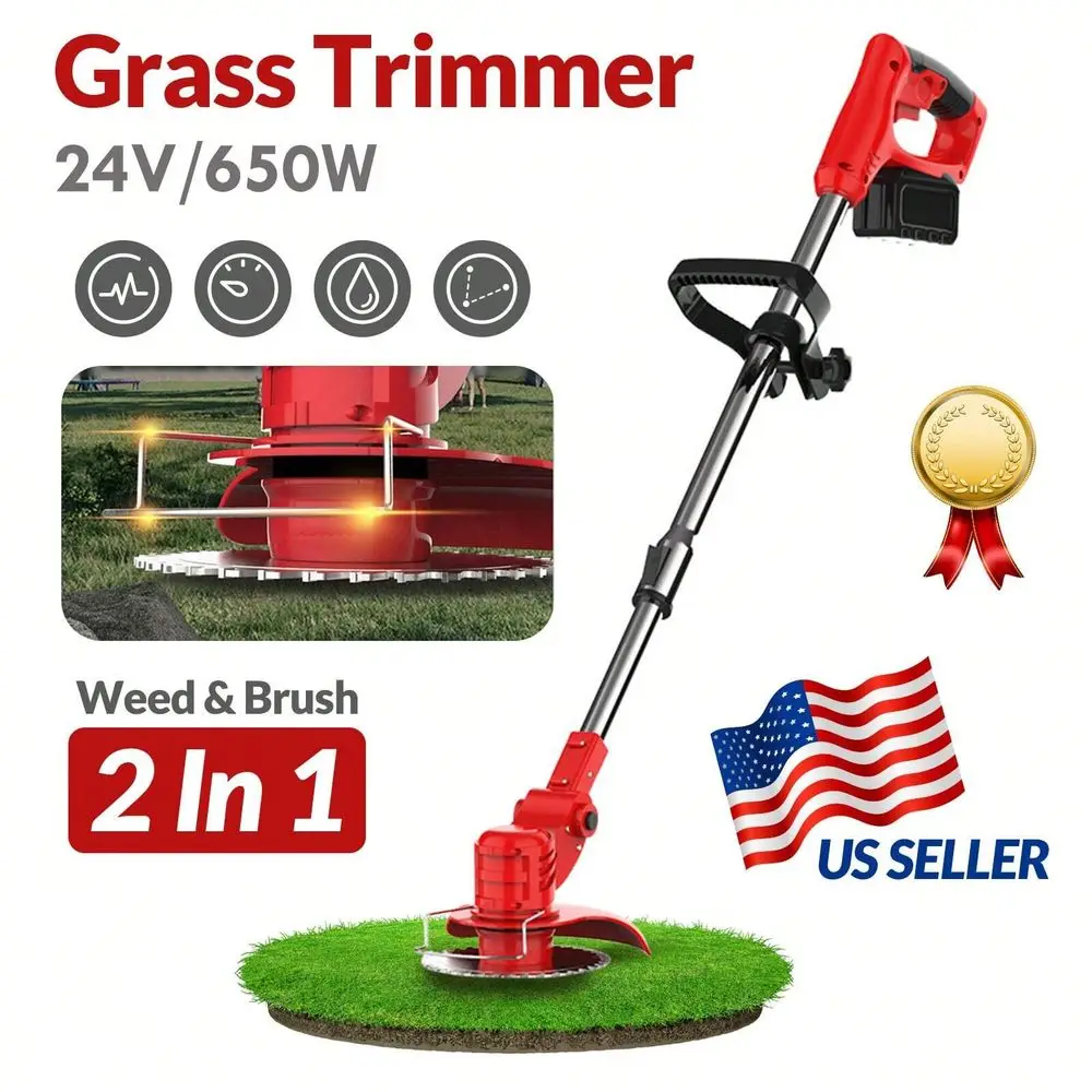 

Weeds Eater Electric Brush Cutter Lawn Edger Grass String Trimmer 21V 650W Cordless Weedwacker Lawn Grass Edger Adjustable Hand