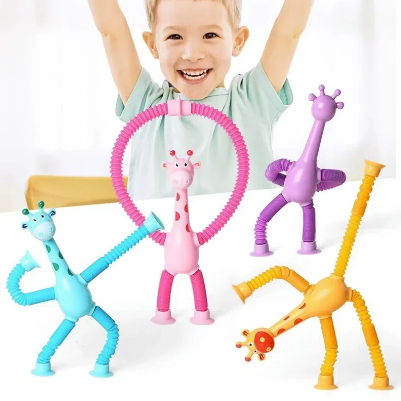 Jouets de girafe avec ventouse pour enfants, jouets drôles pour enfants, cadeau mignon